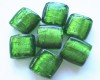 Silver Foil Square Beads - Emerald 12mm