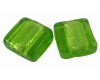 Silver Foil Square Beads - Lime Green 15mm