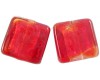 Silver Foil Square Beads - Red 12mm