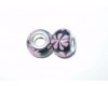 Lampwork Glass Charm - Black/Pink Flower Design