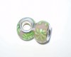 Lampwork Glass Charm - Pink/Green Flower Design