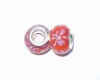 Lampwork Glass Charm - Red/Pink Flower Design