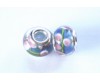 Lampwork Glass Charm Blue/Pink/Green Floral Design