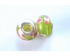 Lampwork Glass Charm Light Green/Pink/Green Floral Design