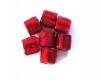 Silver Foil Square Beads - Ruby 12mm