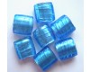 Silver Foil Square Beads - Turquoise 12mm