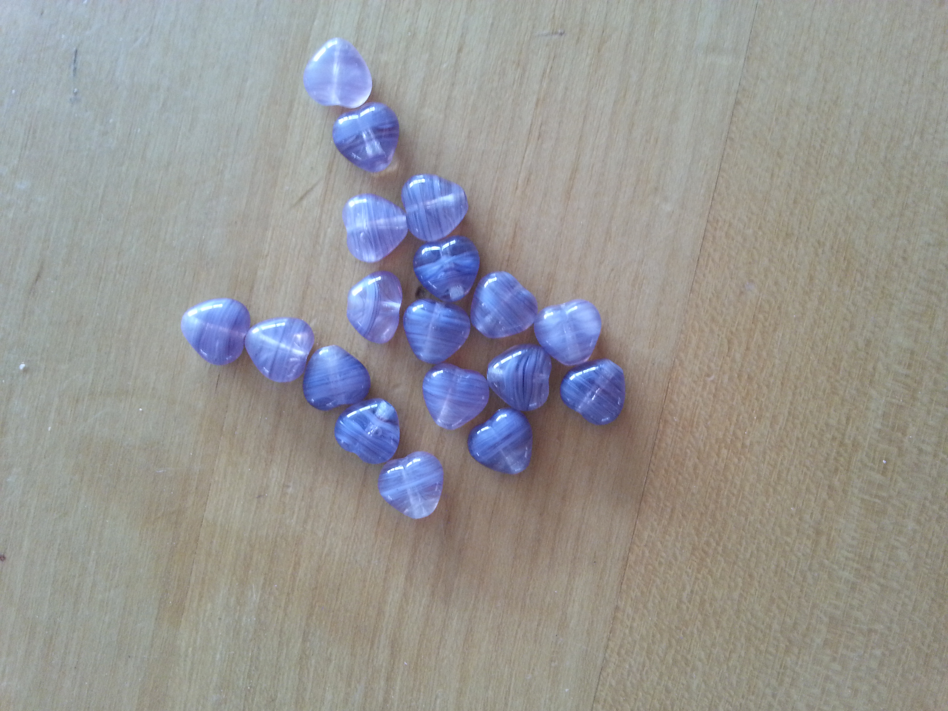 Czech 6mm Purple/Blue Striped Heart Bead