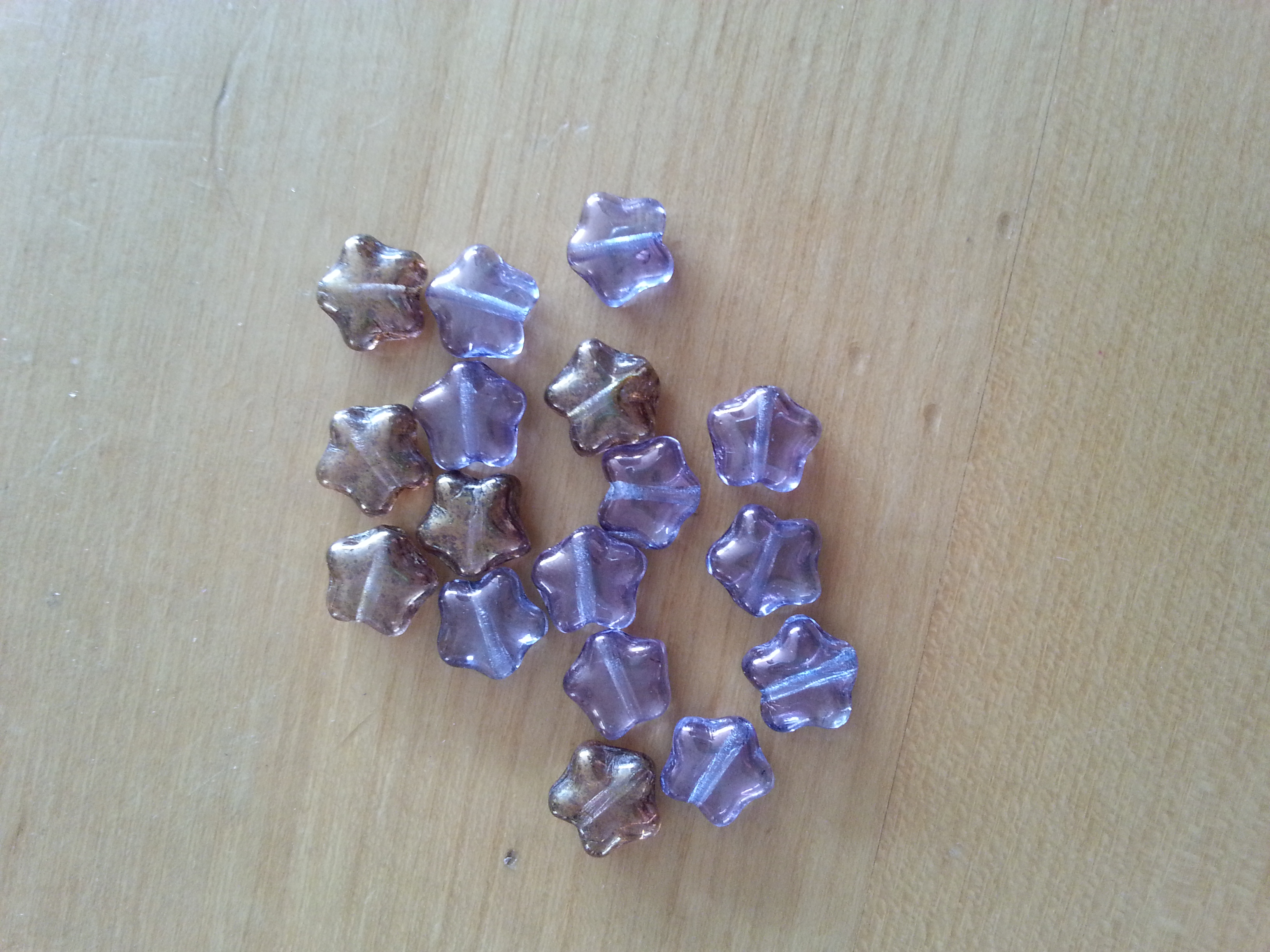 Czech 8mm Lavender and Bronze Star Beads