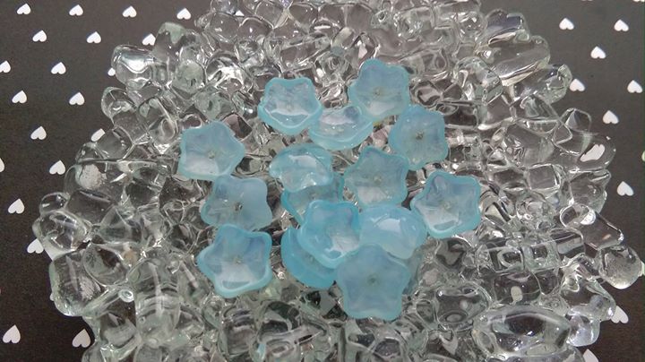 Glass Milky Blue 10mm Beadcap Bead