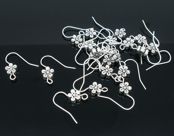 Antique Silver Toned Daisy Earring Hooks