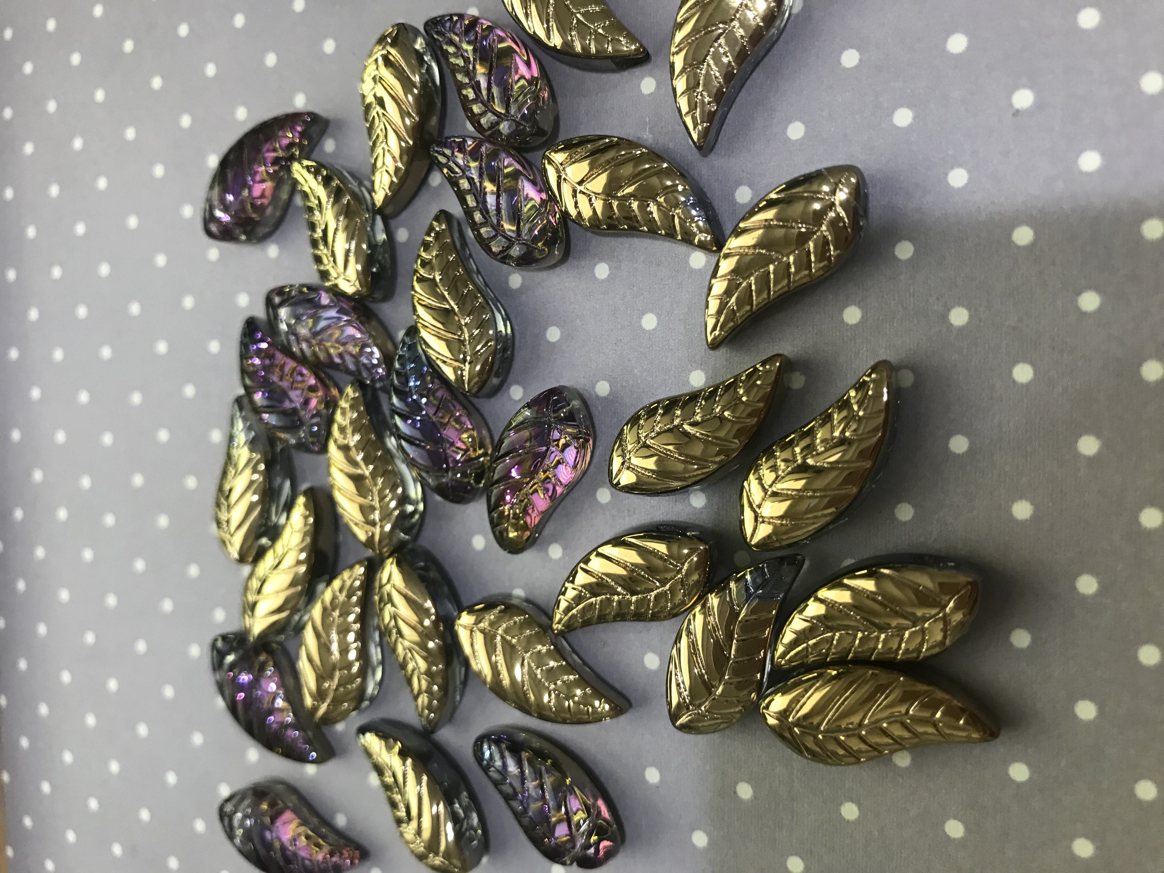 Glass Gold/Purple AB Rainbow 16x8mm Beads