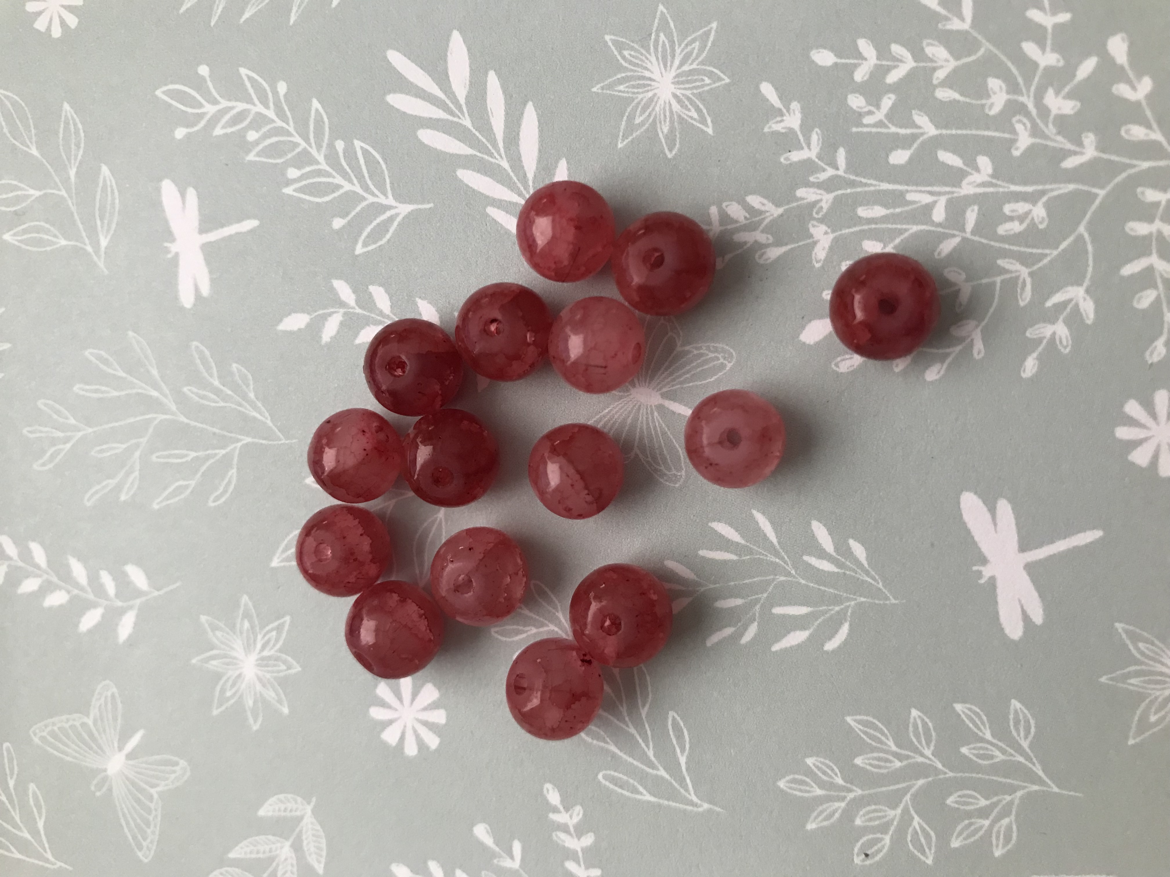 Glass Watermelon Pink 8mm Beads