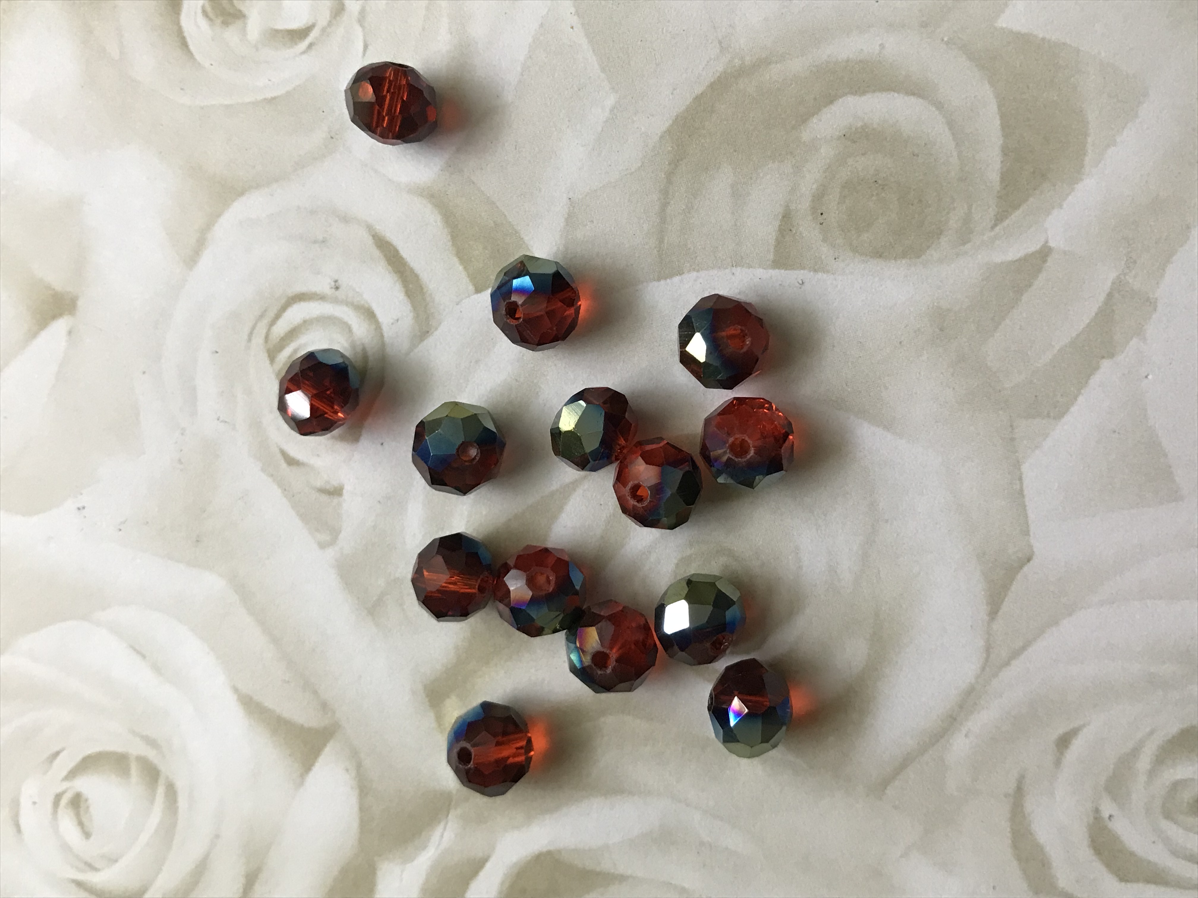 Crystal and Electro Plated Red 6x8mm Rondelle Beads