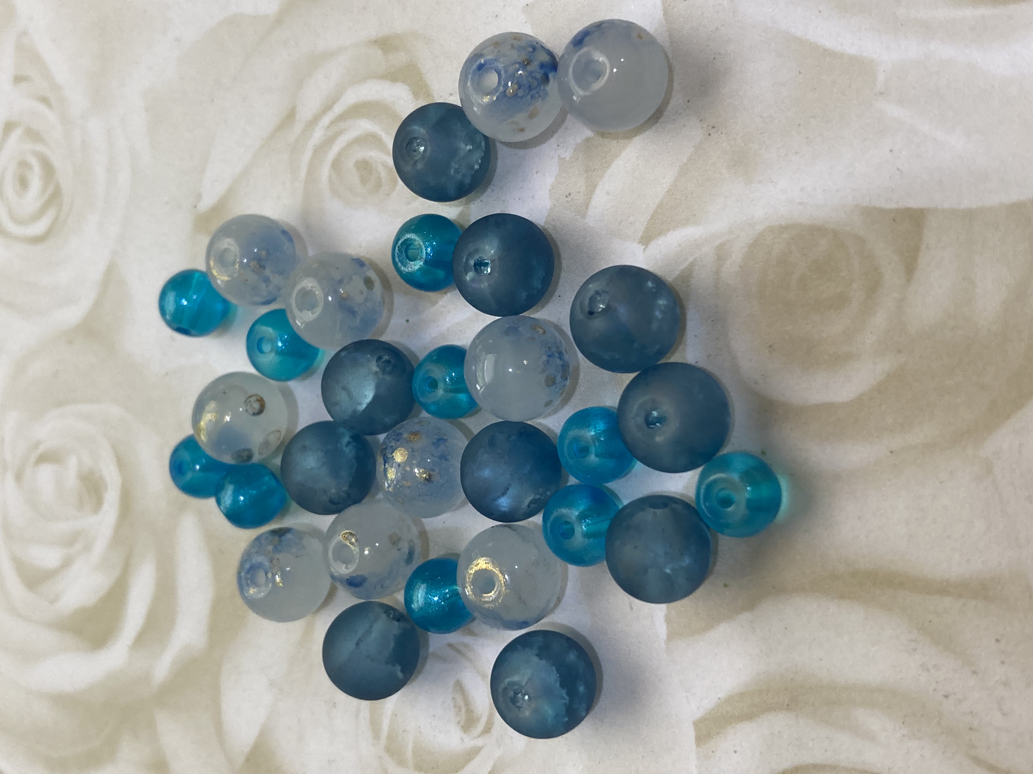 Glass Ice Blue 6-8mm Bead Mix