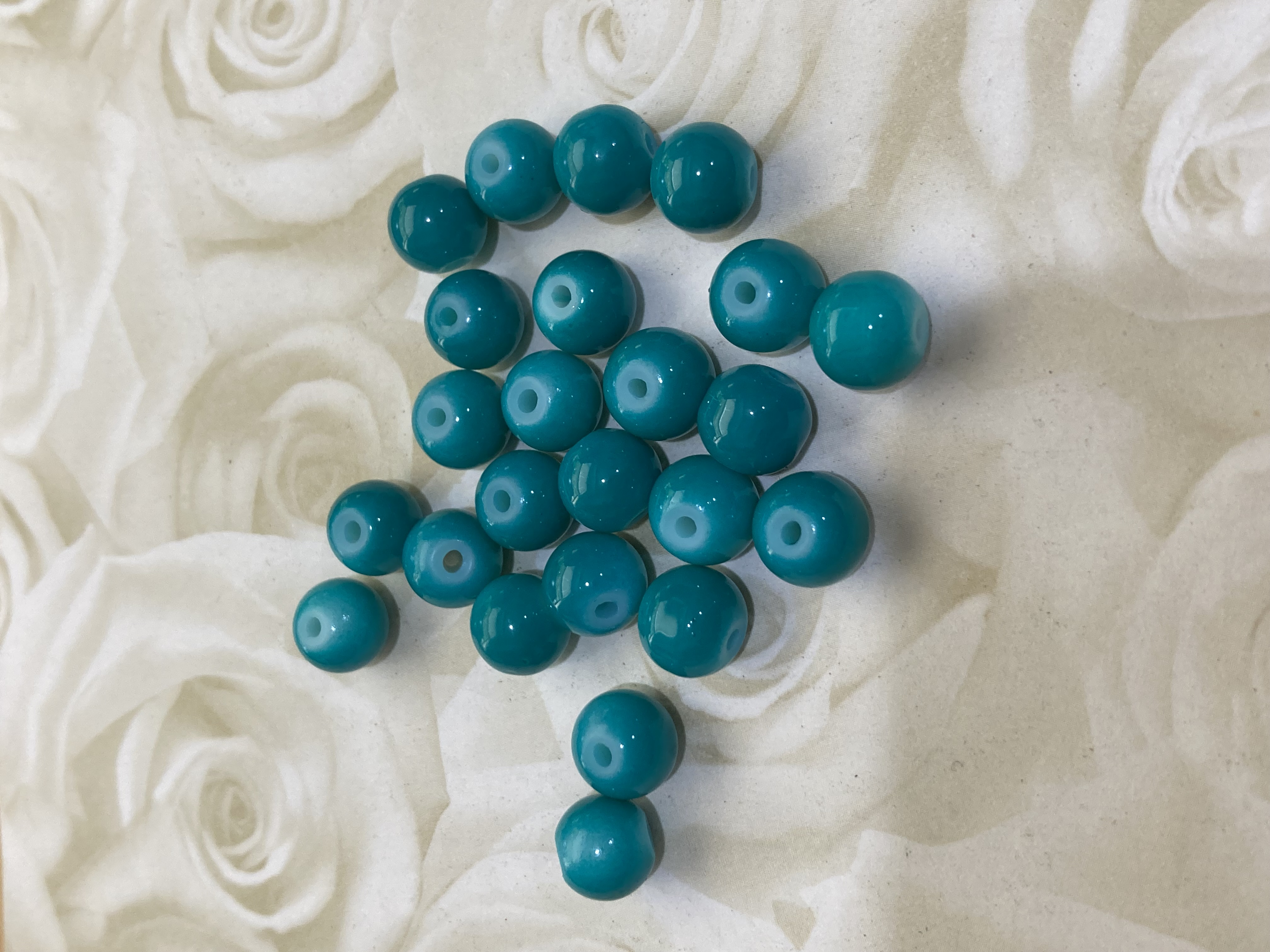 Glass Glossy Teal 8mm Beads