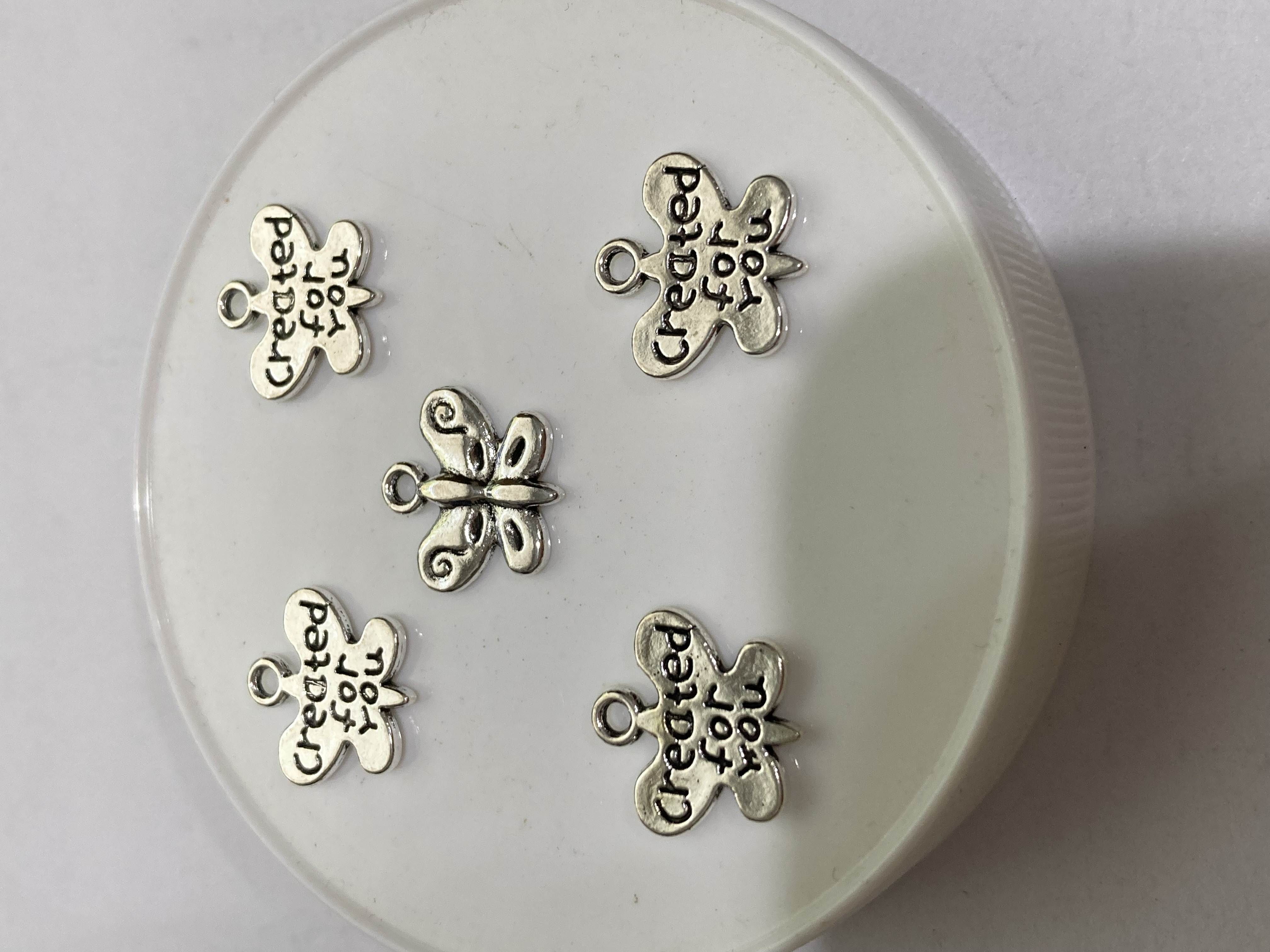 Tibetan Silver "Created for You" Butterfly 12mm Charms