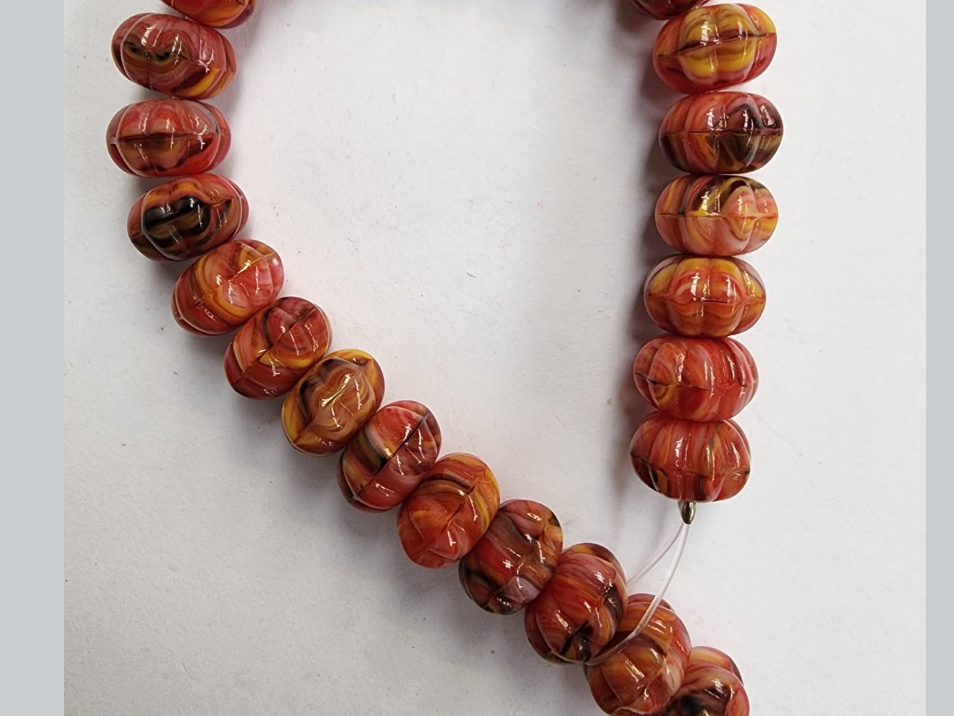 Czech Glass Pumpkin 8x6mm Autumn Colour Way Beads