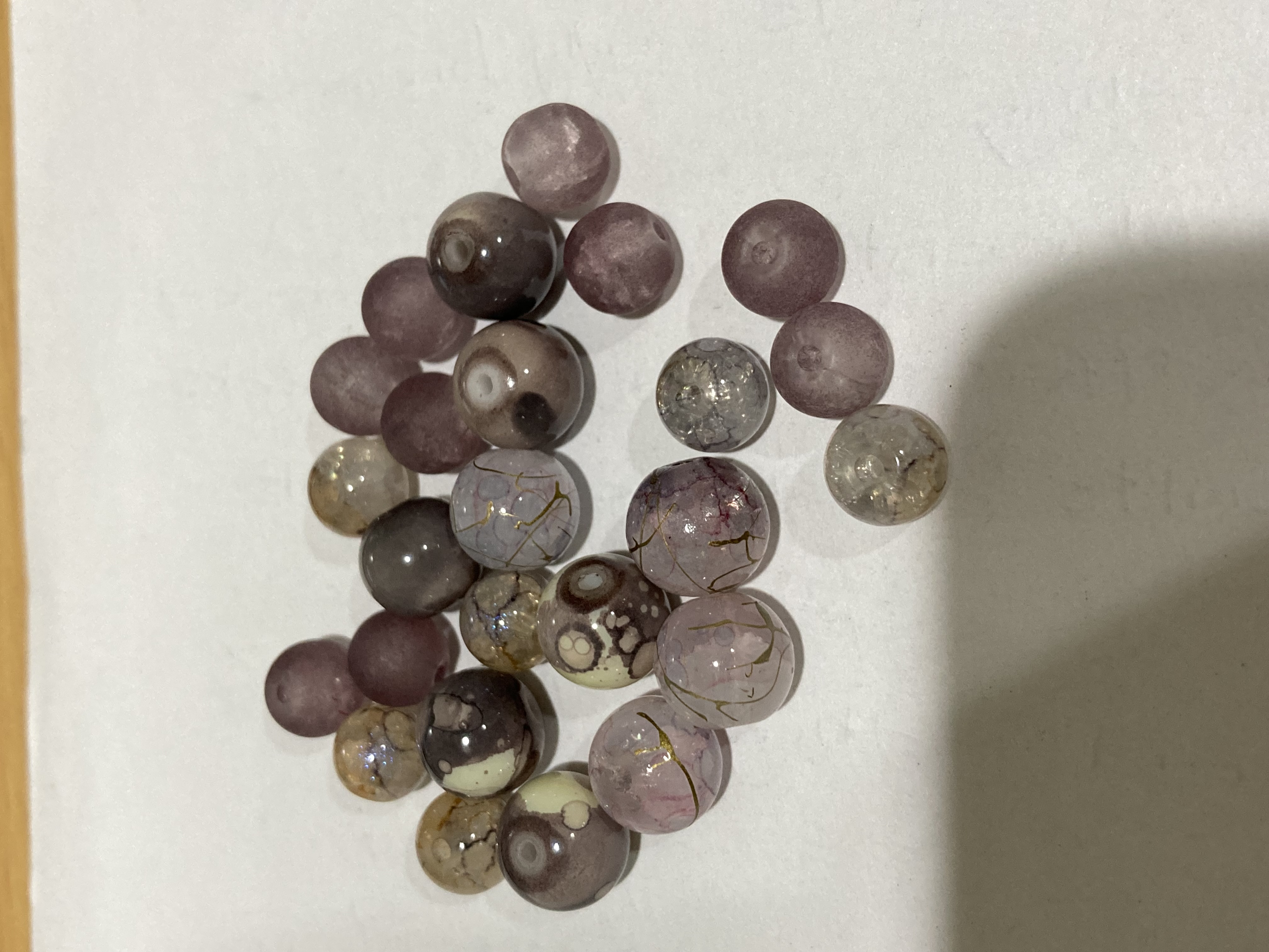 Glass Pale Purple & Gold Flecks 8-10mm Bead Mix