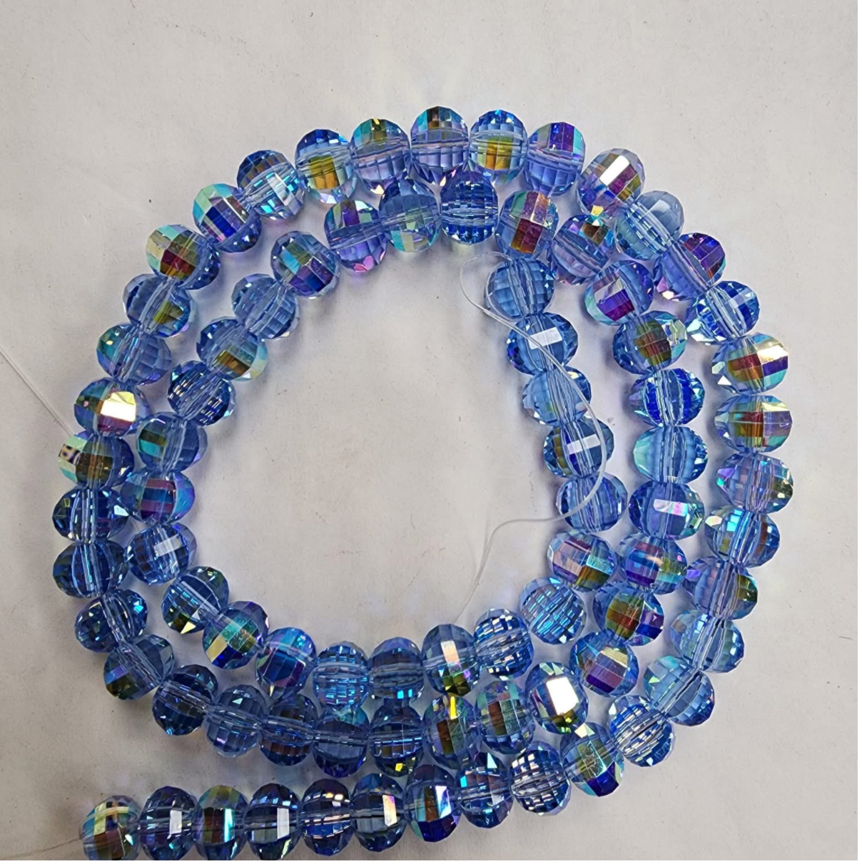 Crystal Electroplated Faceted Light Blue 8x6mm Lantern Beads