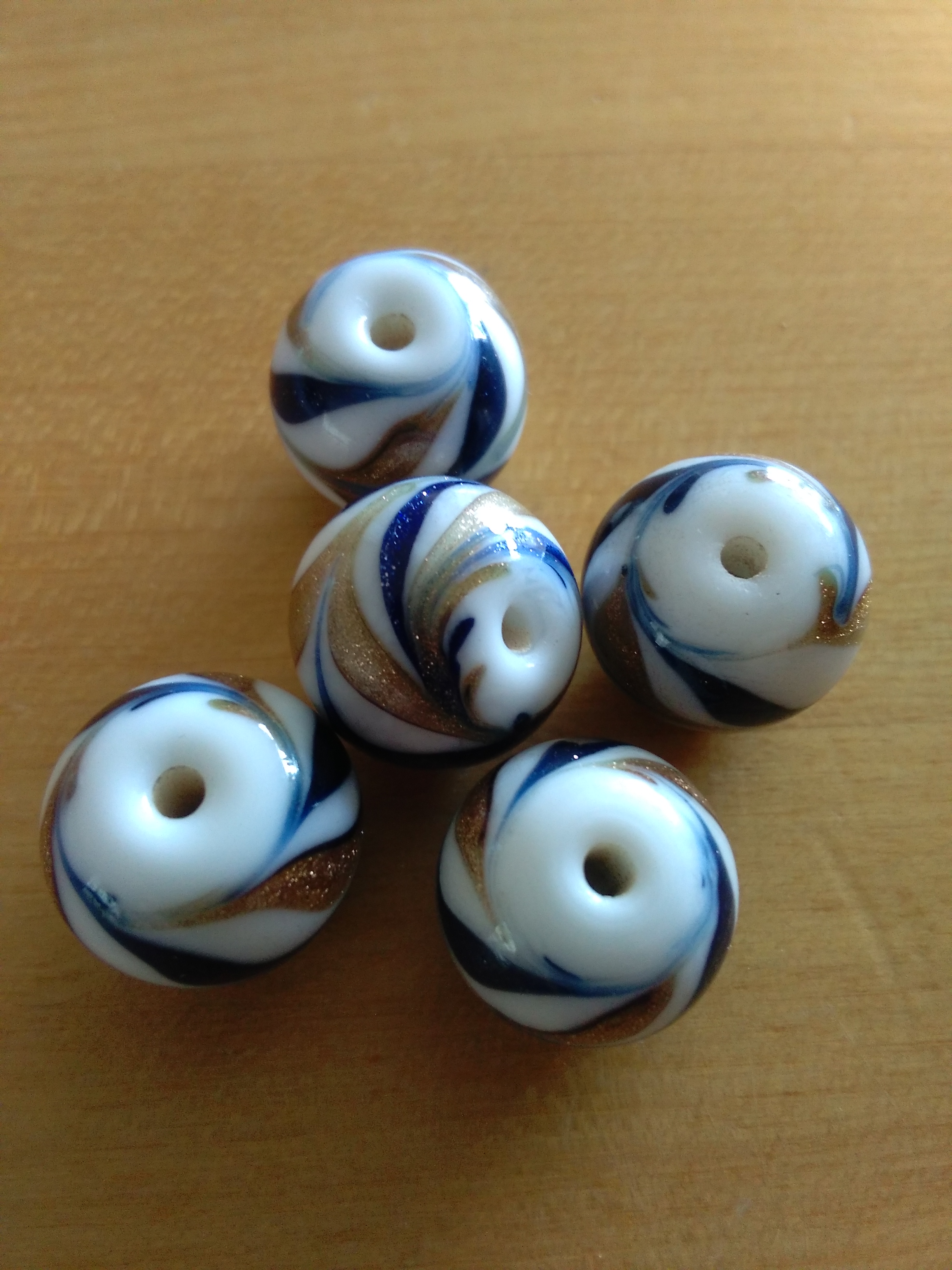 White,Navy & Copper Swirl 12mm