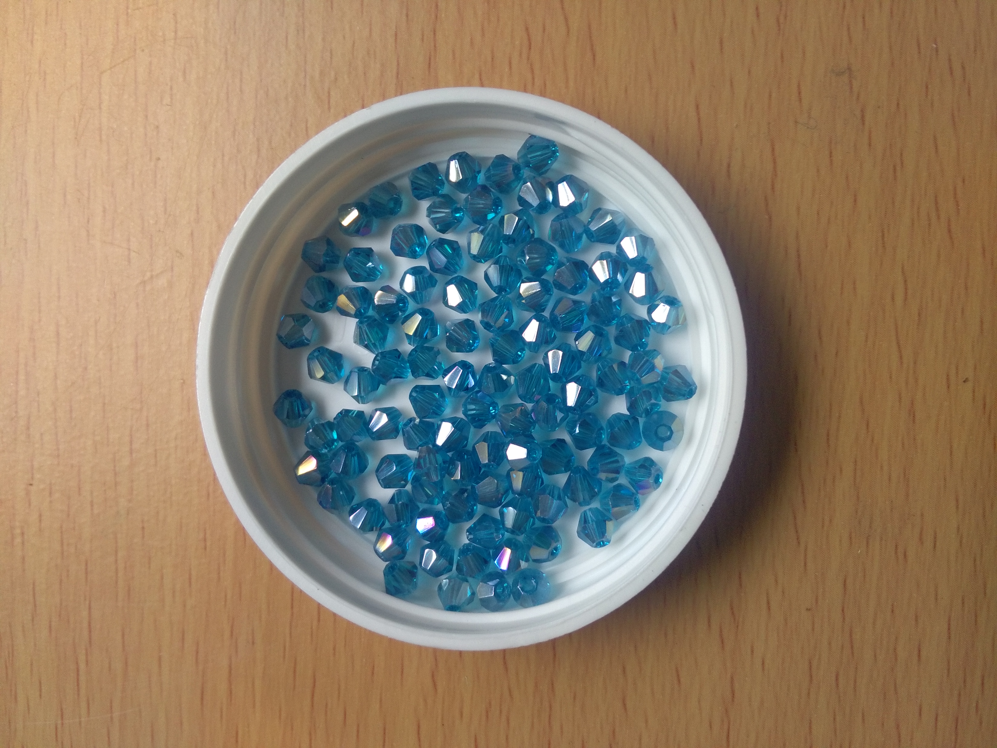 Czech Crystal 4mm AB Teal Blue Bicone