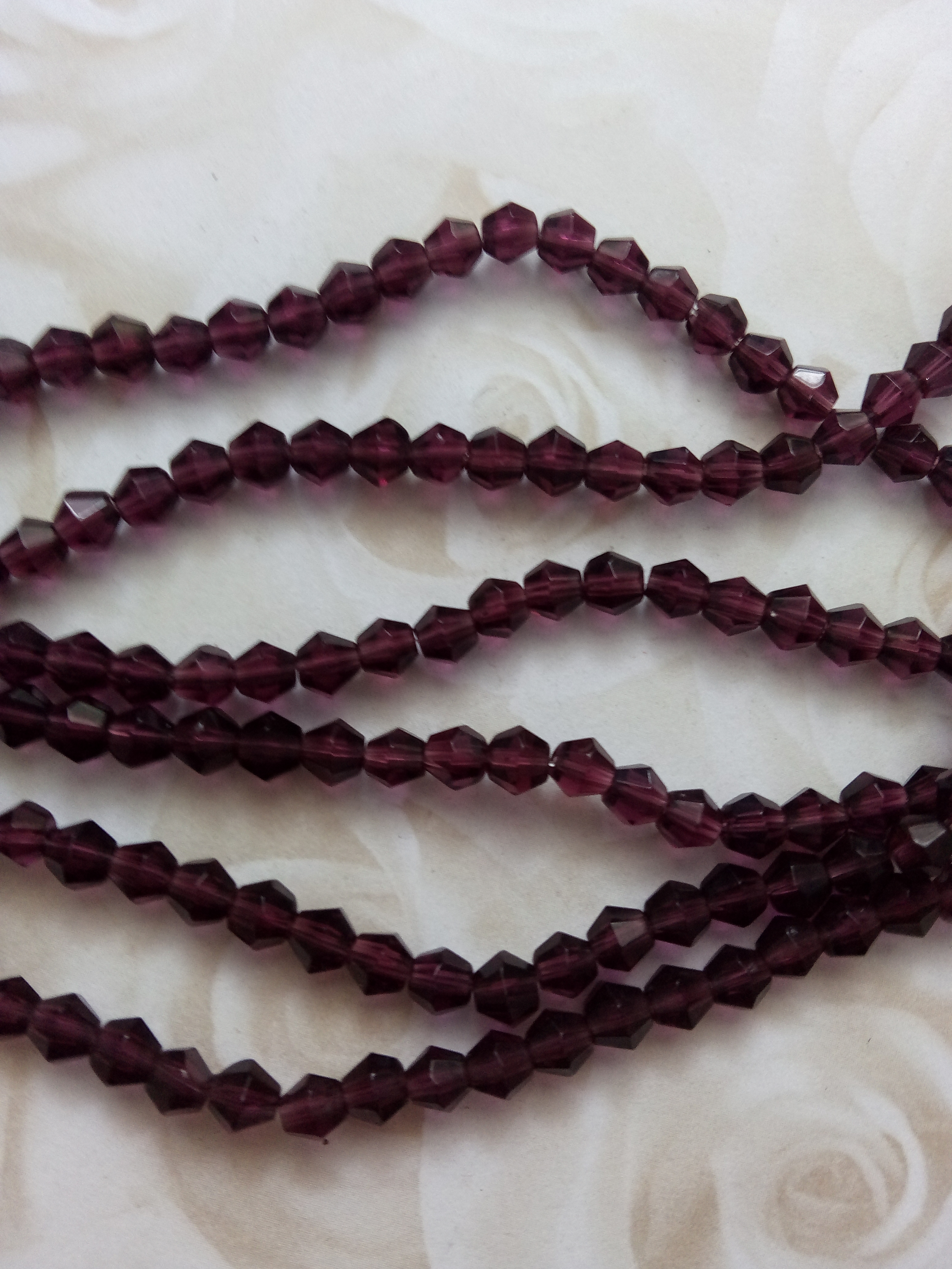 Deep Plum Bicone Glass Crystals 4mm