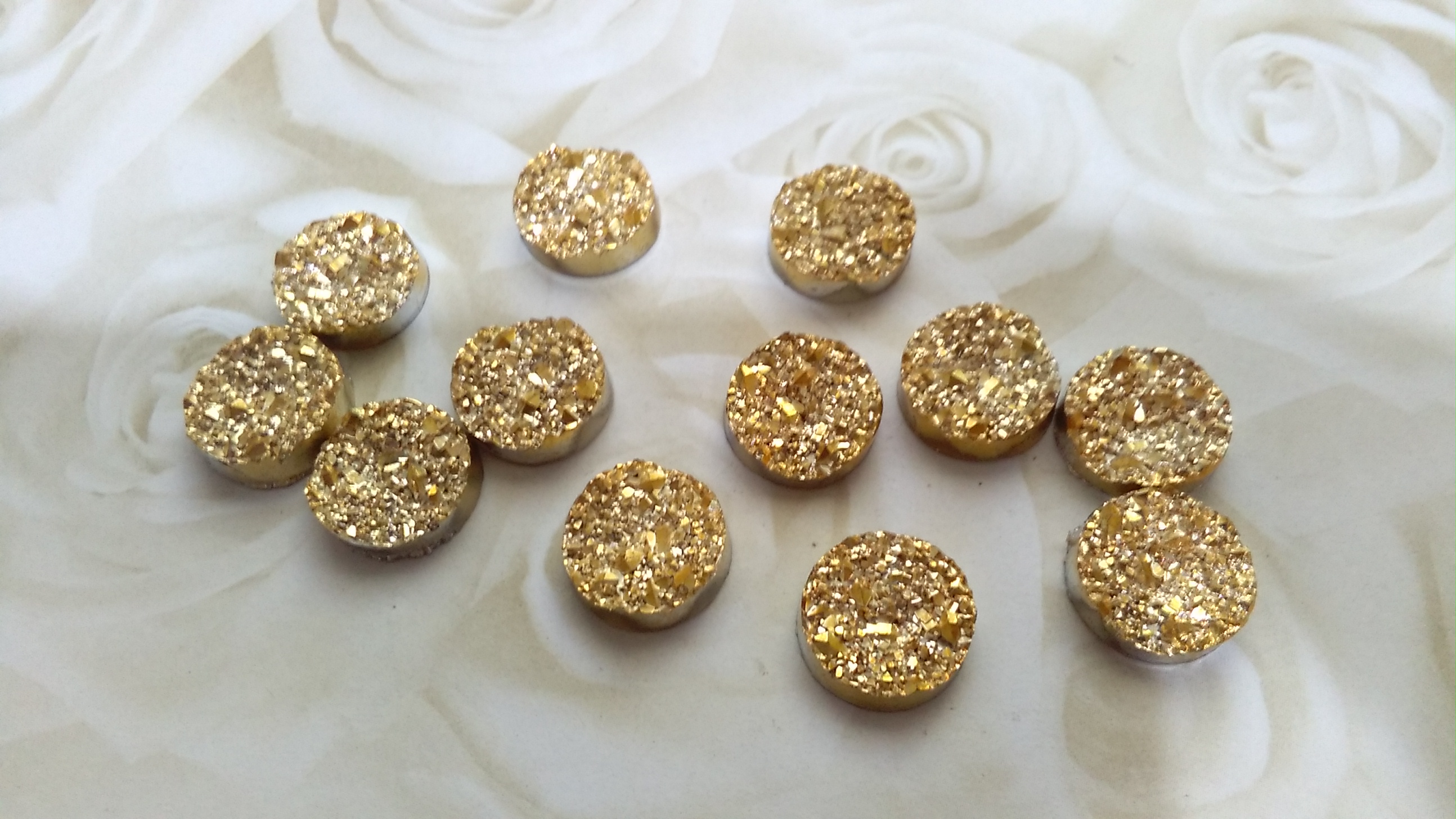 Gold Druzy 12mm Cabochons