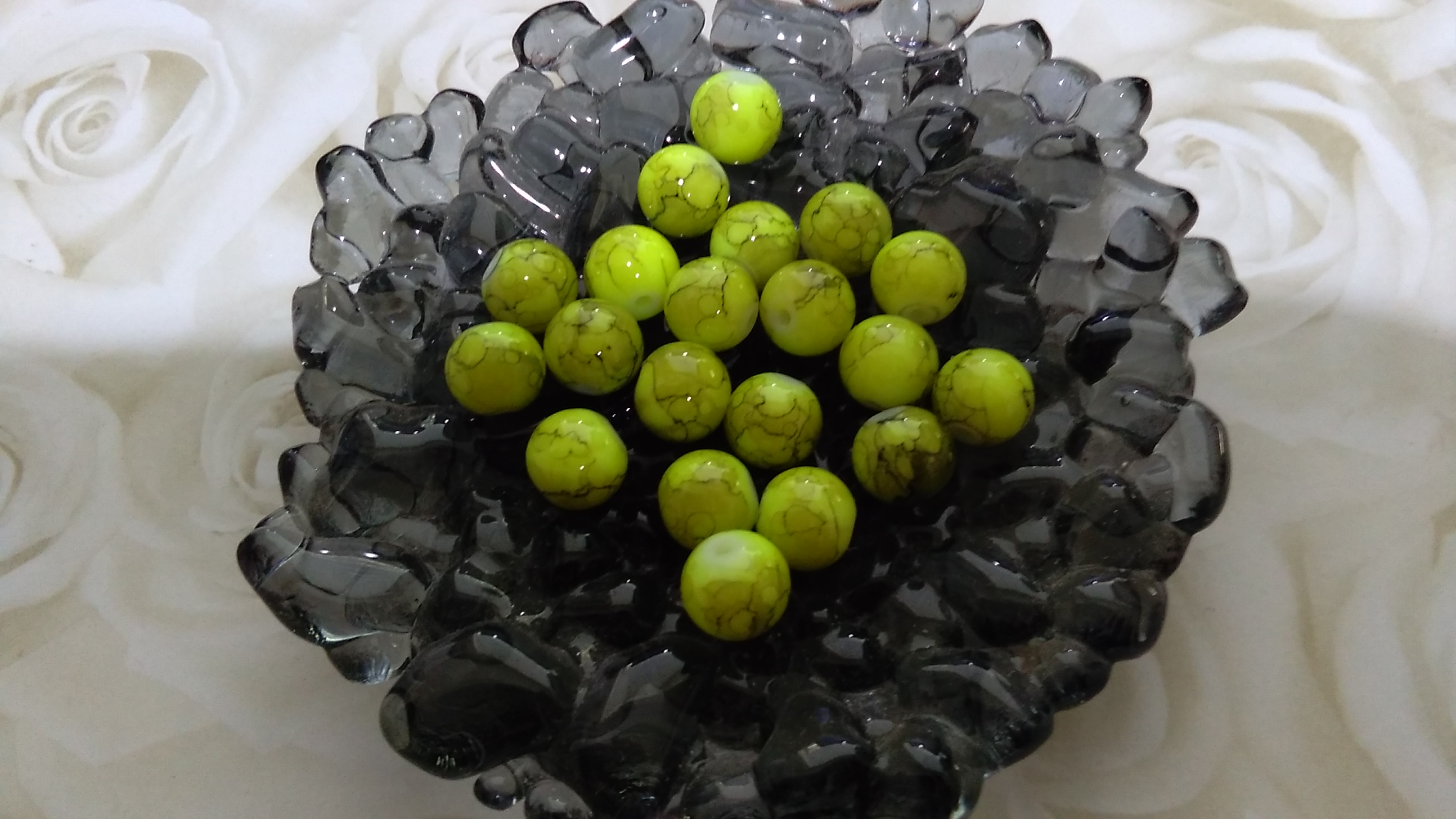 Glass Lime Green Mottled 8mm Beads