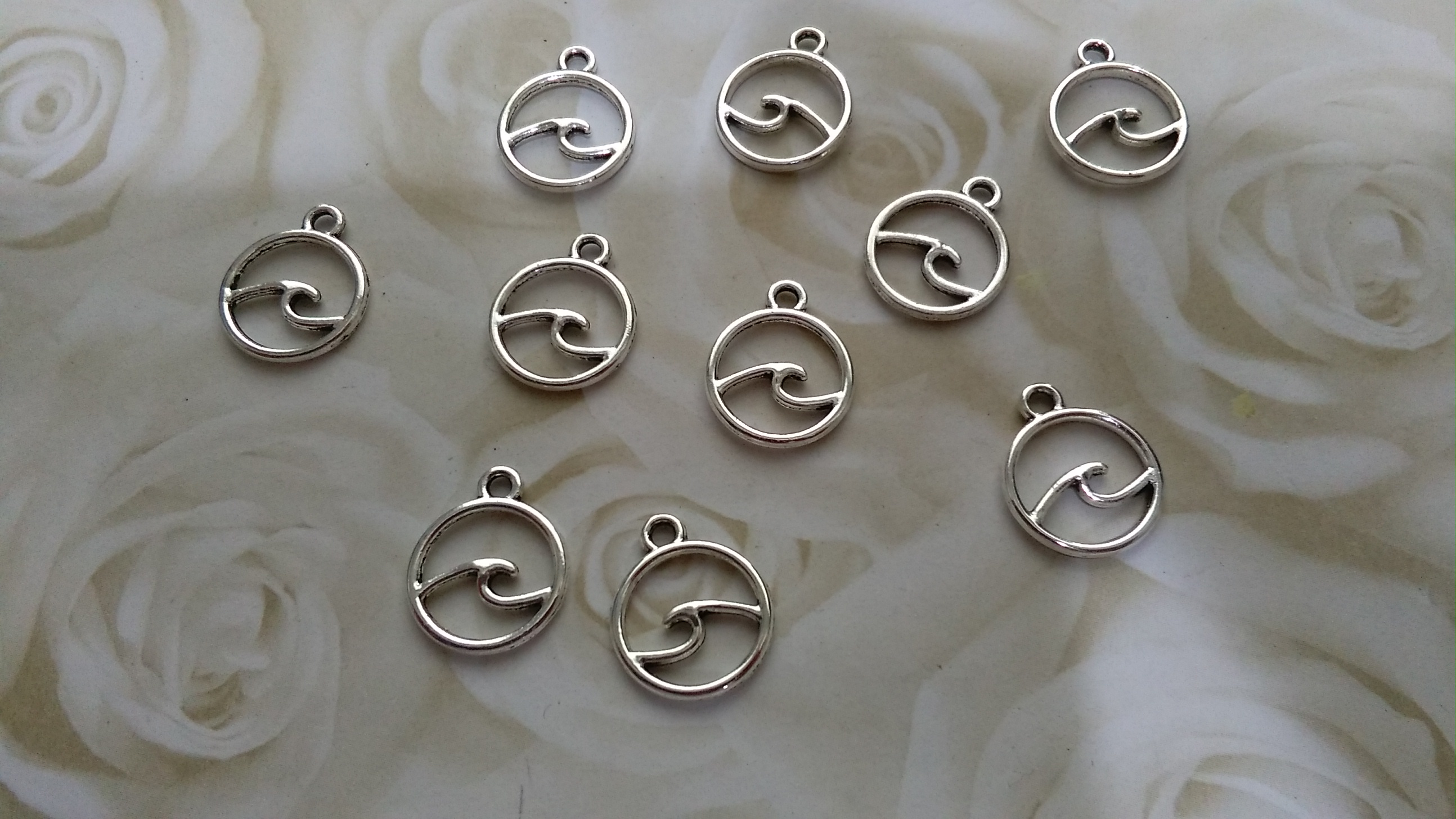 Tibetan Silver Wave 12mm Charms