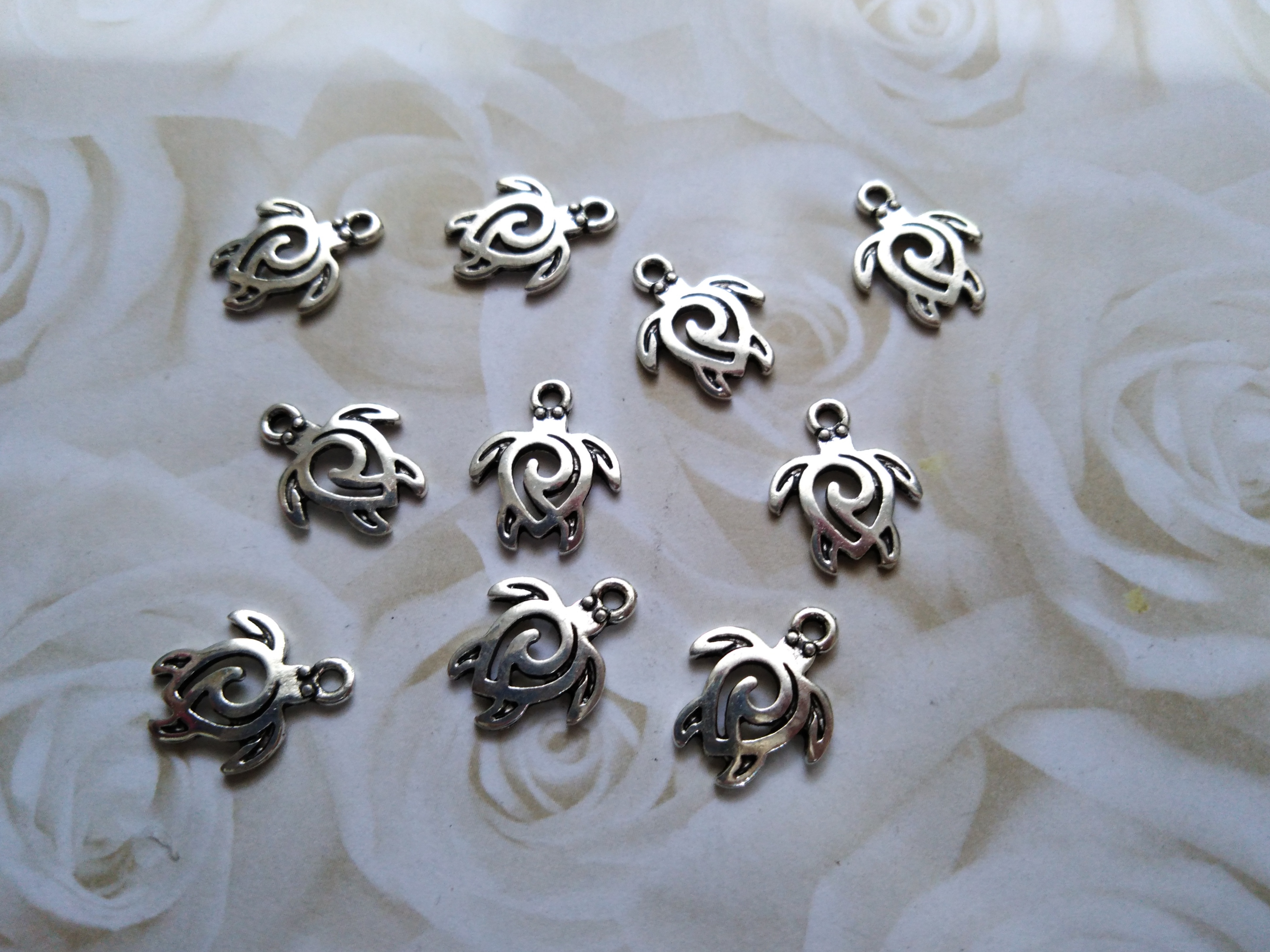Tibetan SIlver Ornate Turtle 15x12mm Charms