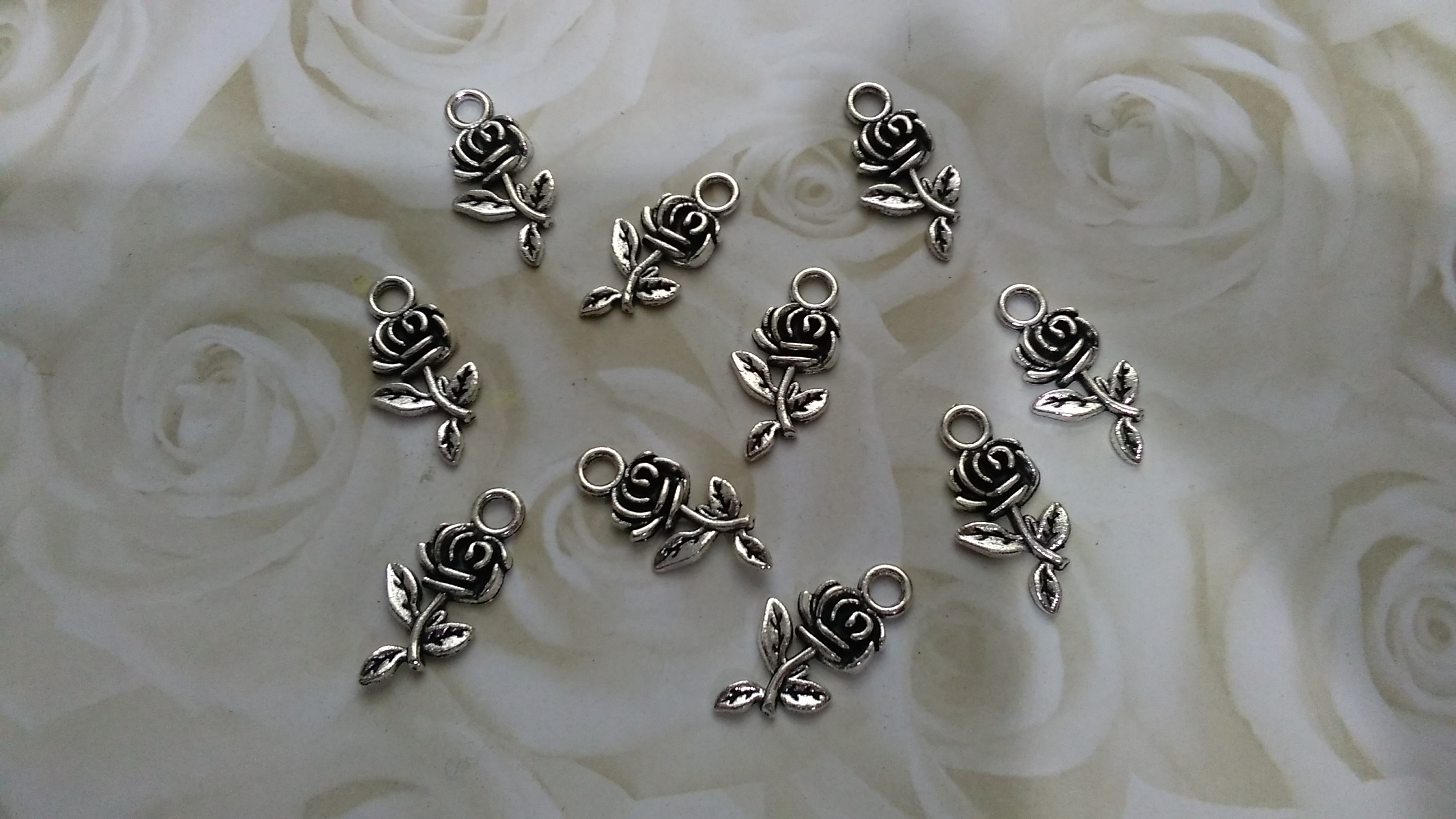 Tibetan Silver Rose 21x10mm Charms