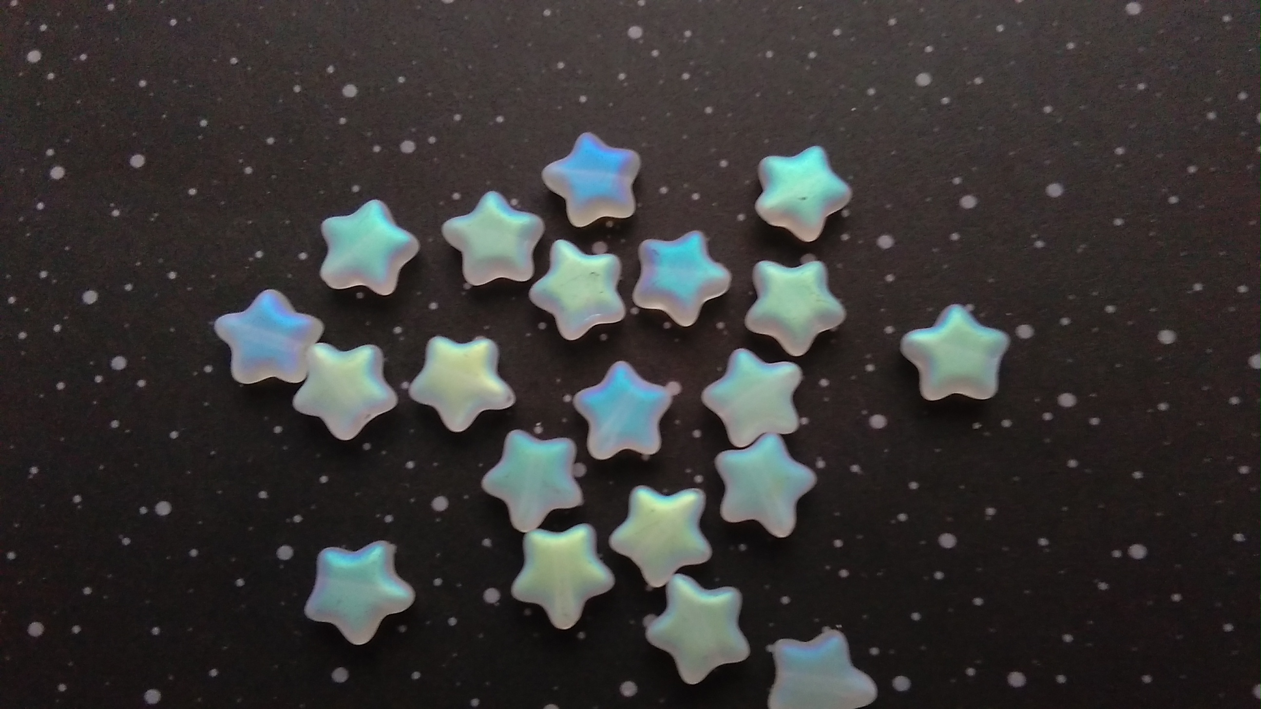 Glass Frosted AB Coated 8mm Star Beads