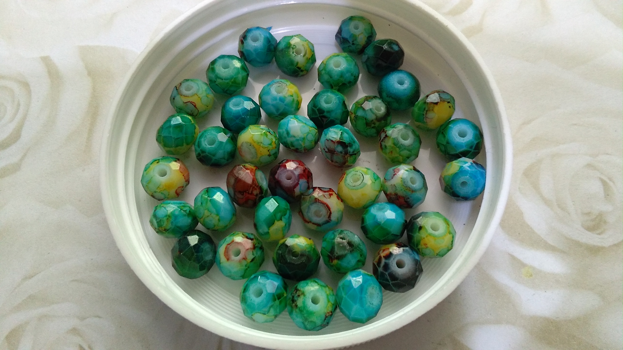 Rondelle 8mm Teal Tones
