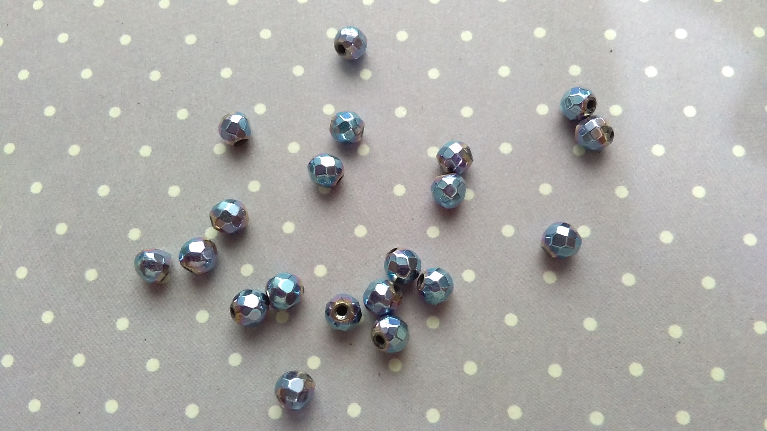 Hematite Electro Plated Pale Blue 4mm Beads