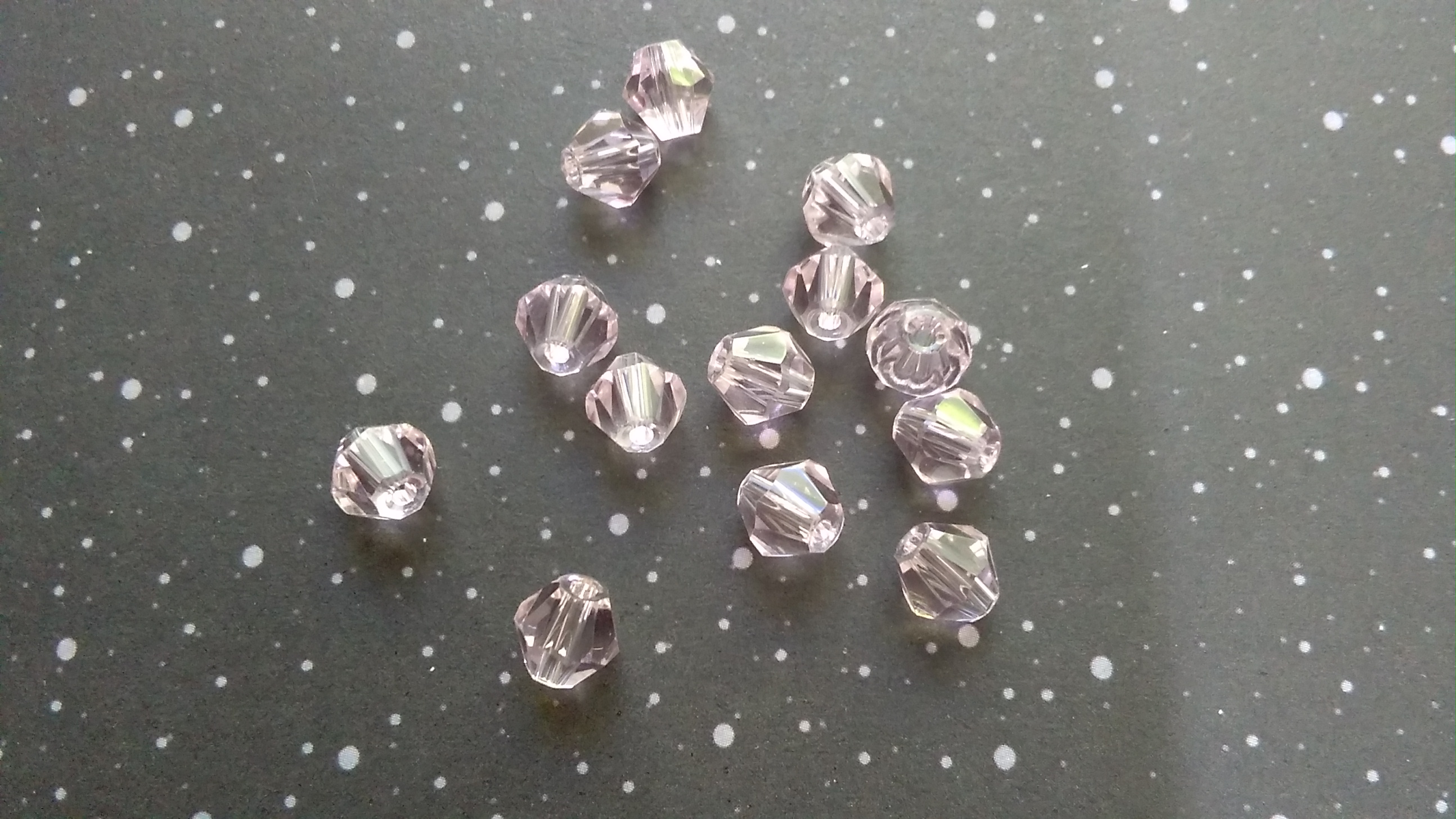 Pink Bicone Glass Crystals 6mm