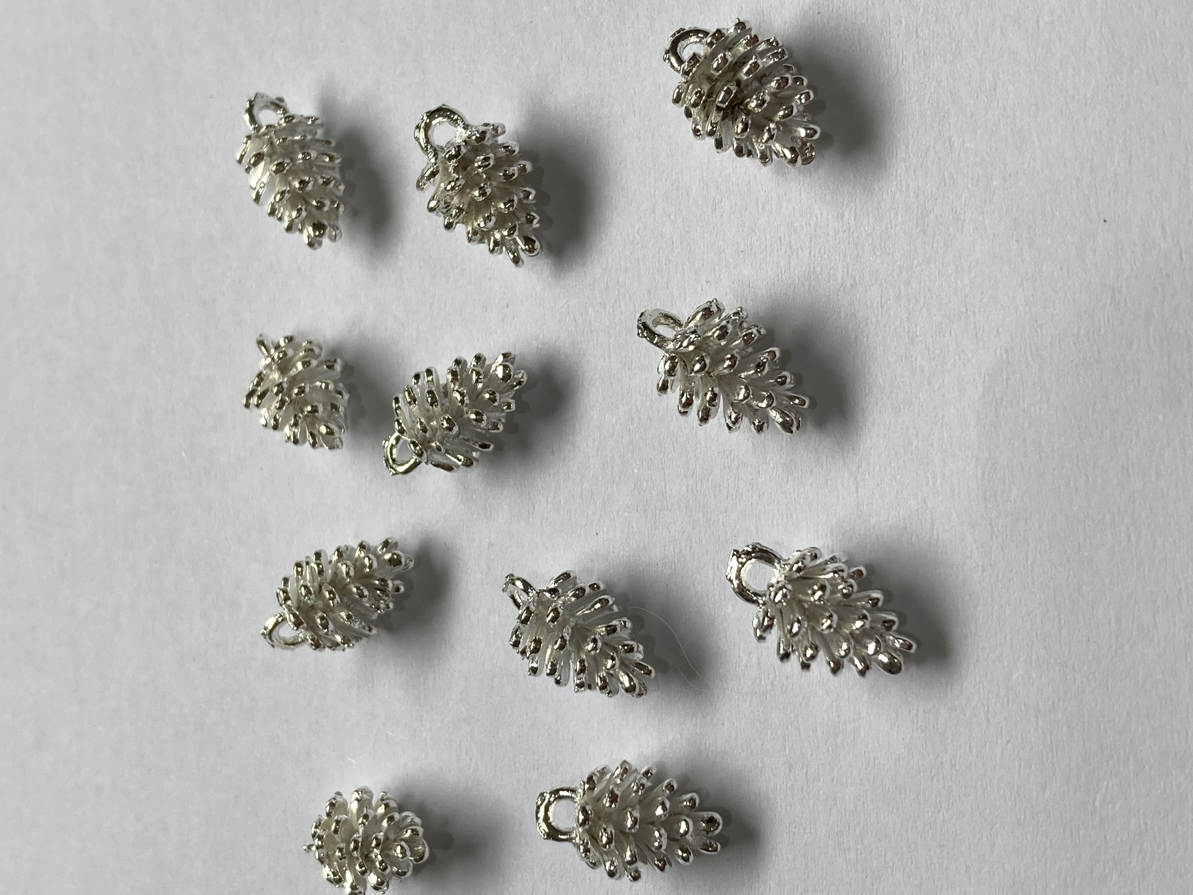 Silver Toned Solid Pine Cone 12mm Charms