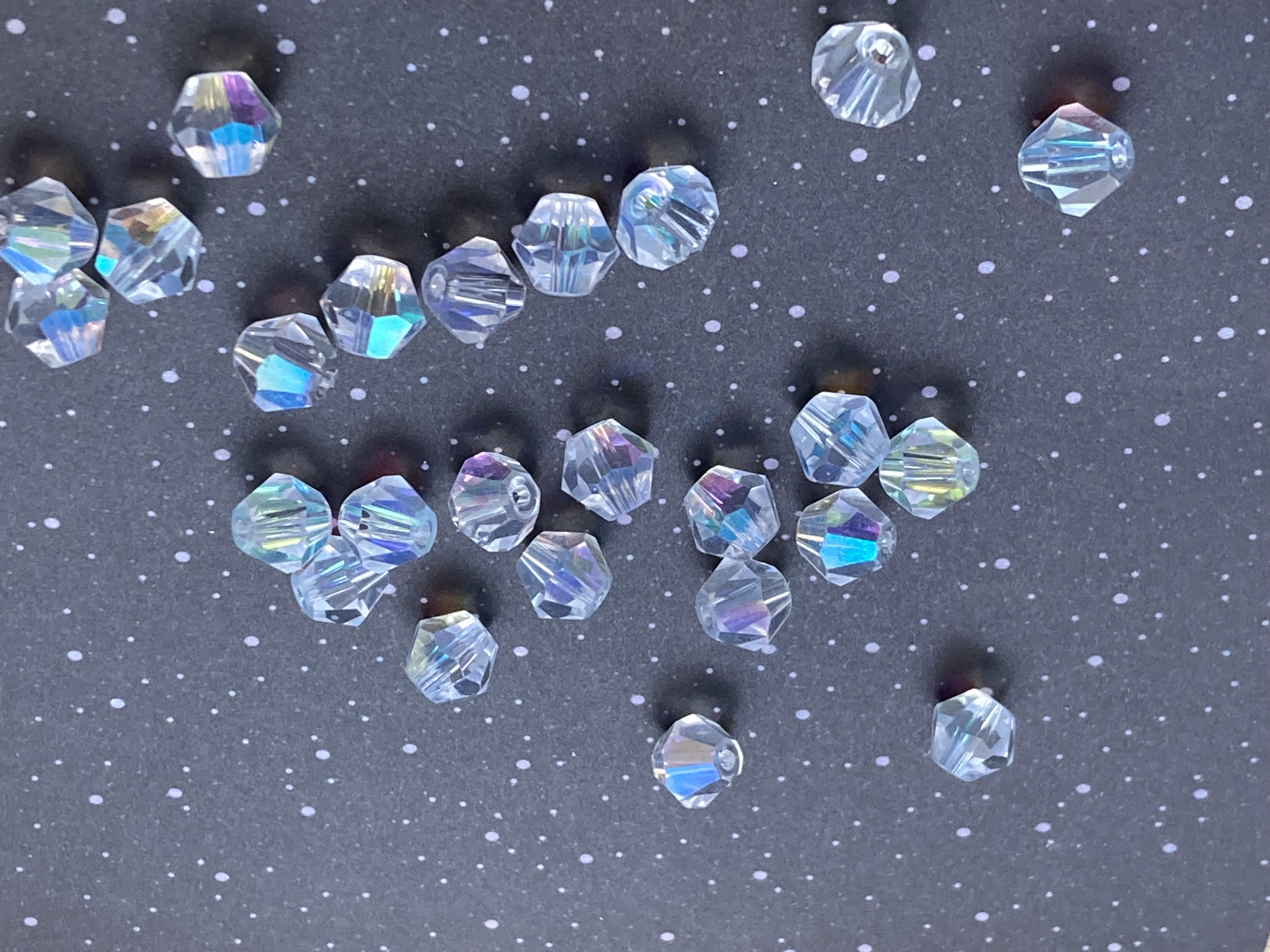 Glass Clear AB Coated 8mm Bicone Beads