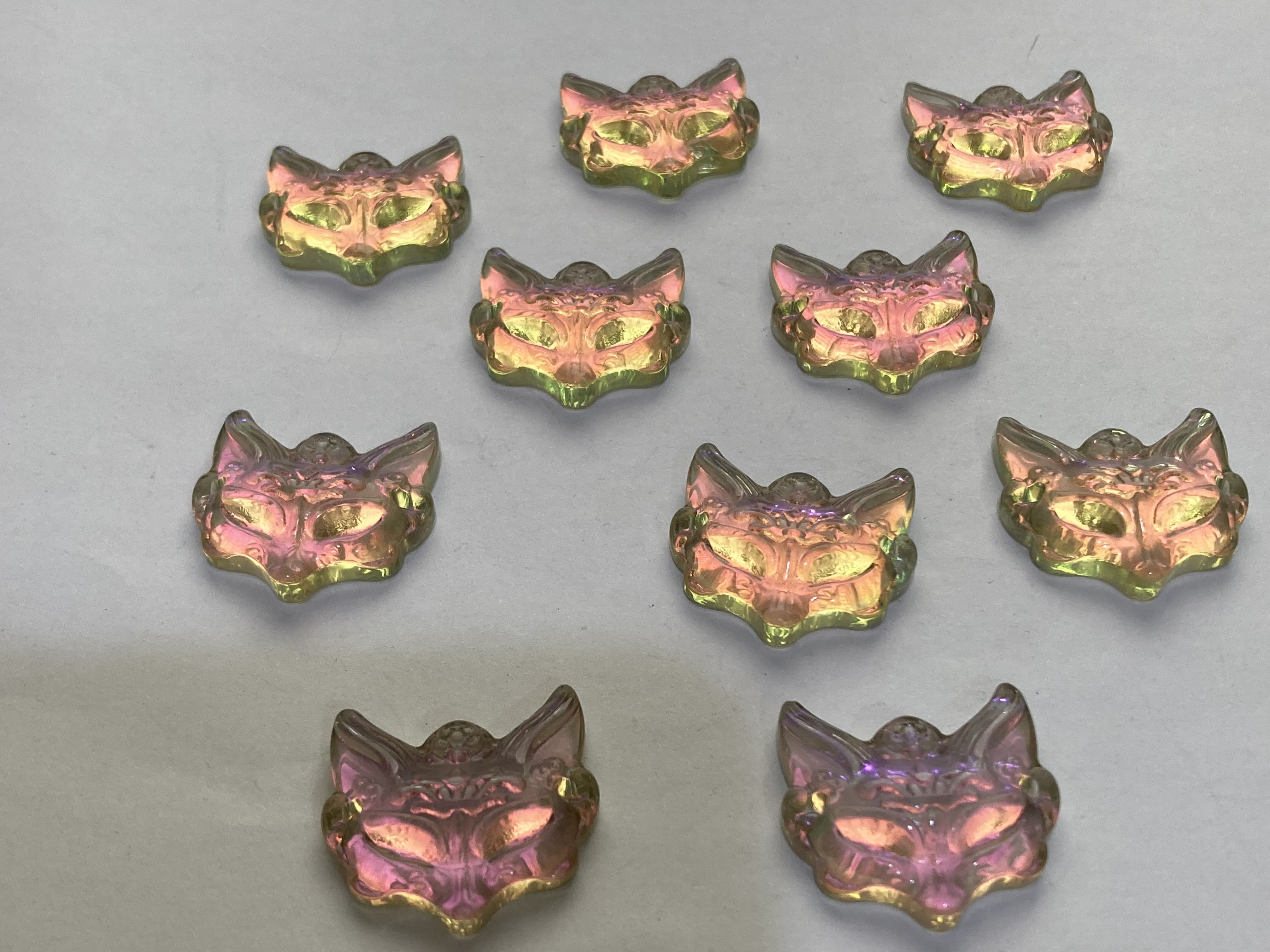 Glass Electroplated Fox/Wolf 22x23mm Connector Beads