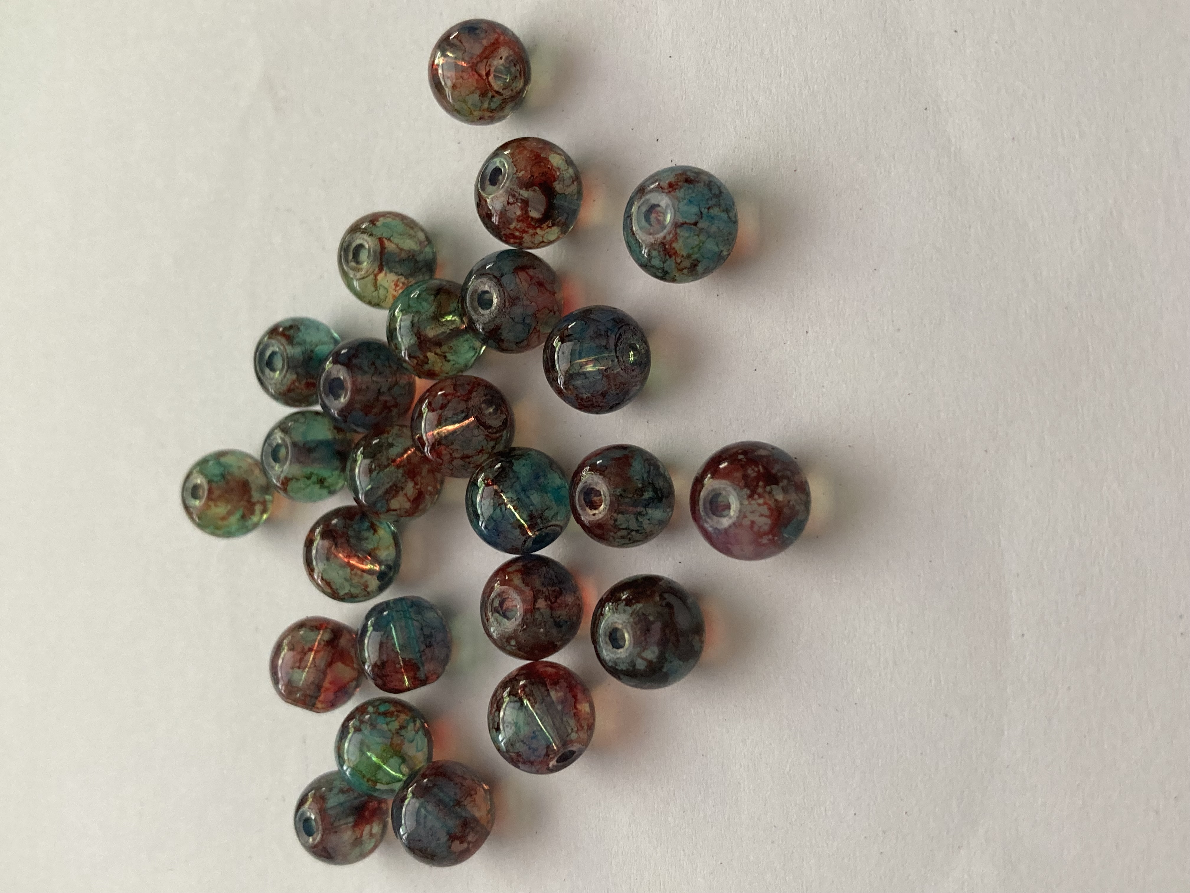 Glass Colours of Autumn Mottled 10mm Beads