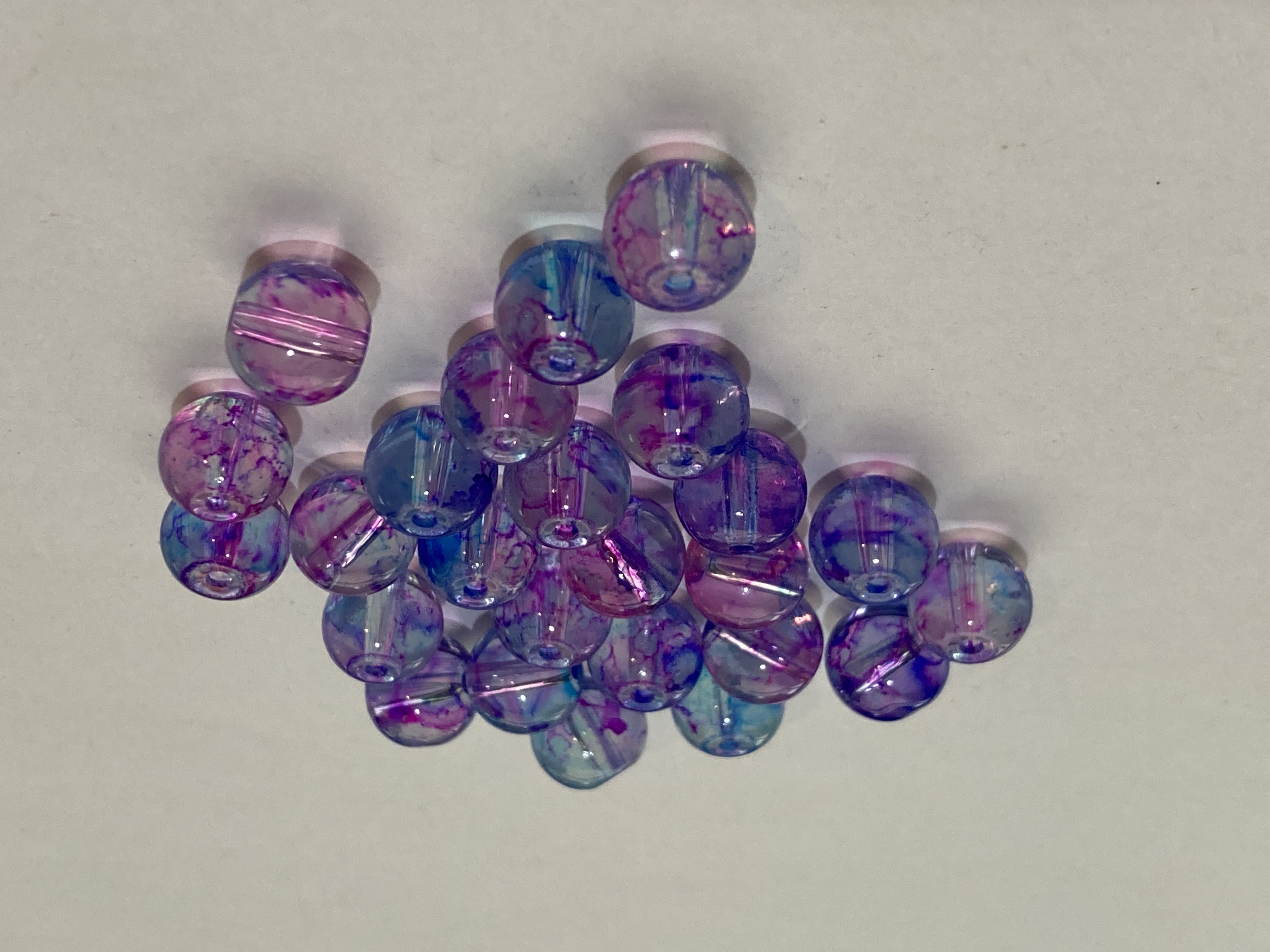 Glass Blue/Purple Mottled 8mm Beads