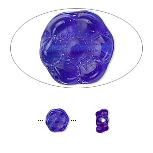 Czech Pressed Glass Cobalt Flower 7x7mm Bead