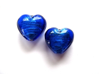Foil Glass Heart - Blue