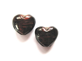 Foil Glass Heart - Brown