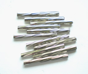 Carved Silver Tube Beads