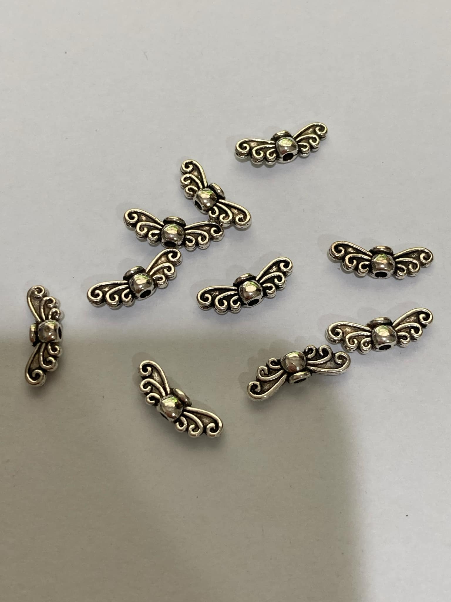 Tibetan Silver Ornate 12x4mm Angel Wings