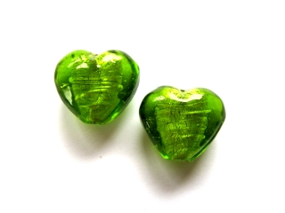 Foil Glass Heart - Lime Green