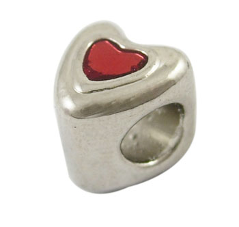 Tibetan Silver Red Heart Charm