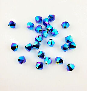 Swarovski Crystal Dark Indigo ABX2 6mm Bicones