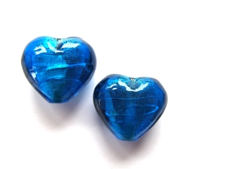 Foil Glass Heart - Turquoise